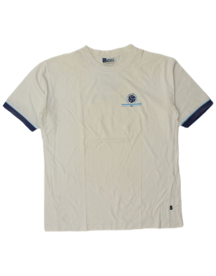 Asics Mens Graphic T-Shirt Top Large White Colourblock Cotton