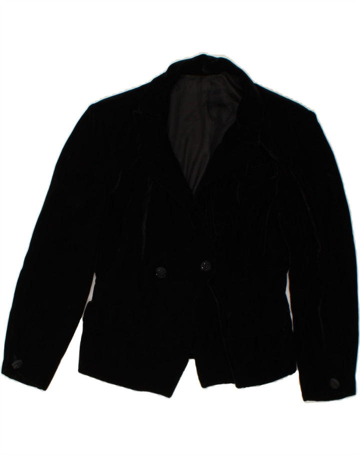 VINTAGE Womens Double Breasted Blazer Jacket UK 14 Medium Black Vintage Vintage and Second-Hand Vintage from Messina Hembry 
