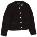Marks & Spencer Womens 5 Button Blazer Jacket UK 14 Large Black Cotton