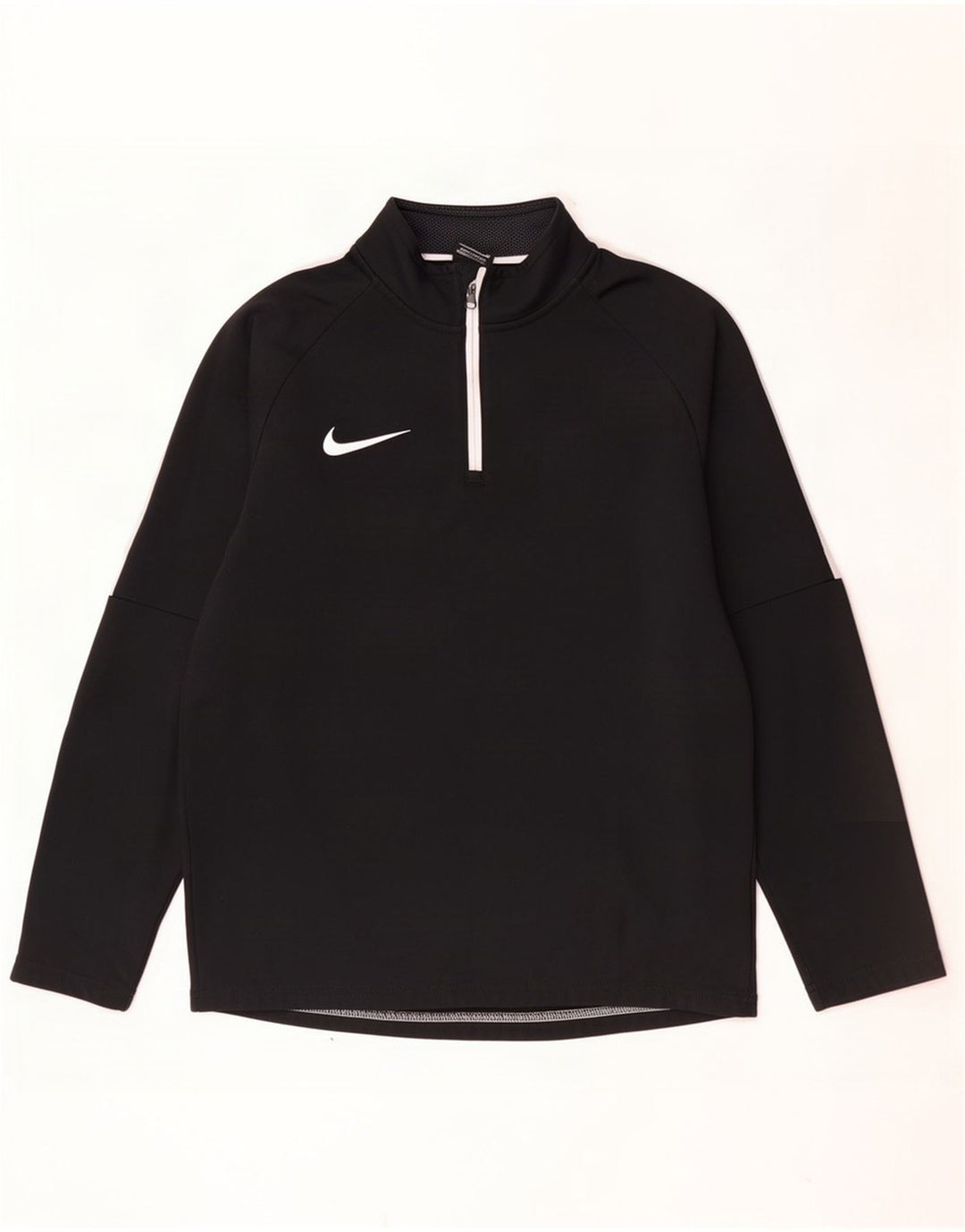 Top della tuta da ginnastica Nike Dri Fit con collo e zip da uomo, piccolo, color block nero