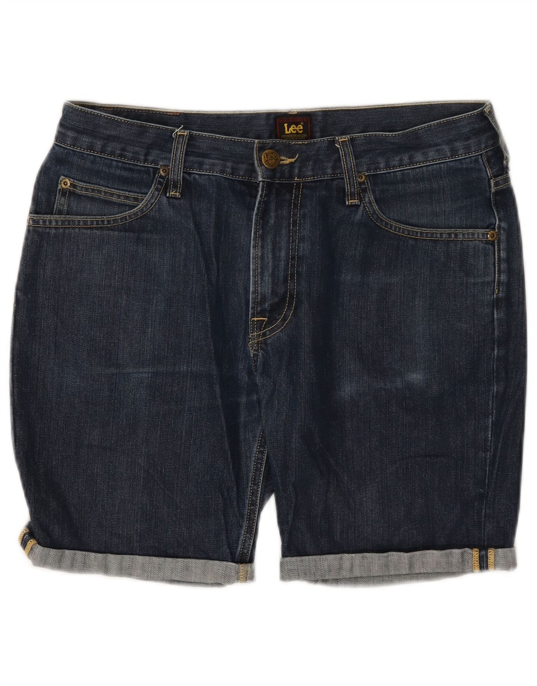 Lee Mens Rider Denim Shorts W31 Medium Navy Blue Cotton