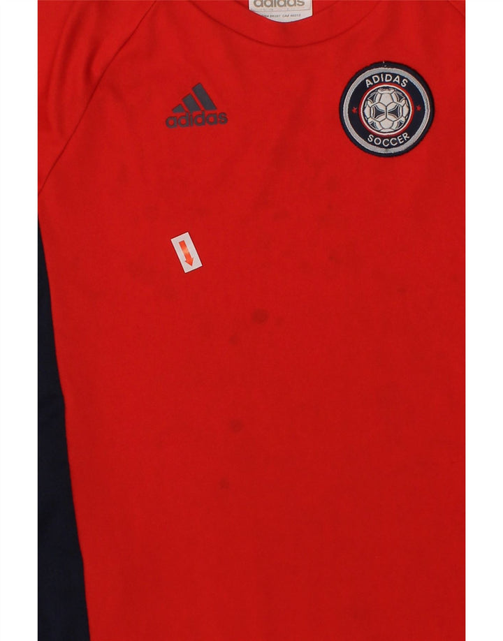 ADIDAS Boys Graphic T-Shirt Top 6-7 Years Red Colourblock Polyester Vintage Adidas and Second-Hand Adidas from Messina Hembry 