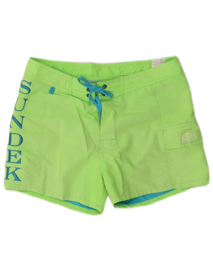 Sundek Mens Graphic Swimming Shorts Medium  Green Polyester