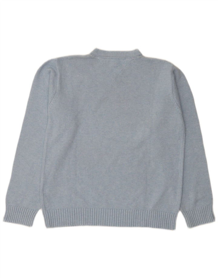 Tommy Hilfiger Mens V-Neck Jumper Sweater Medium Blue Cotton