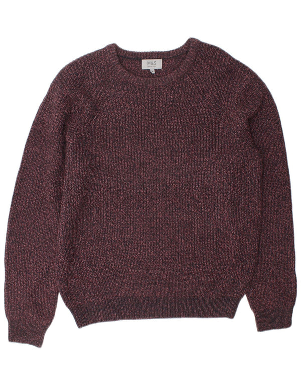 Marks & Spencer Mens Crew Neck Jumper Sweater XL Burgundy Acrylic