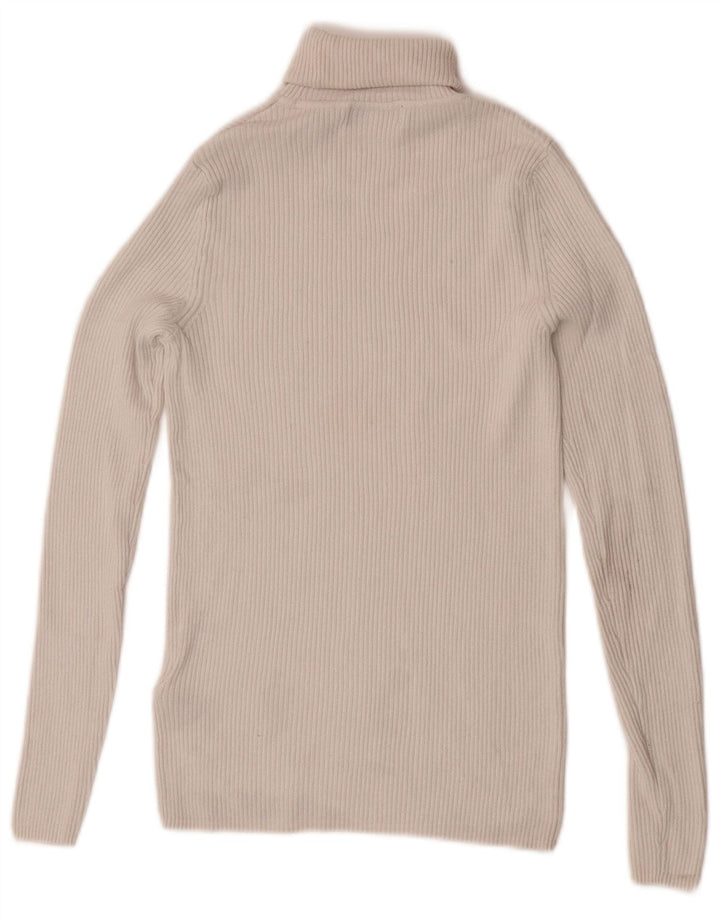 Marks & Spencer Womens Knit Roll Neck Top Long Sleeve UK 10 Small Off White
