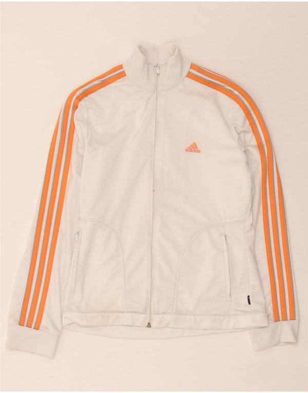 Adidas Womens Tracksuit Top Jacket UK 14 Medium White Polyester