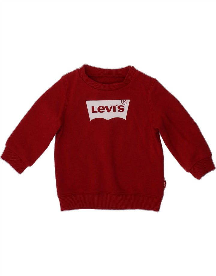 LEVI'S Baby Boys Graphic Sweatshirt Jumper 6-9 Months Red Cotton Vintage Levi's and Second-Hand Levi's from Messina Hembry 