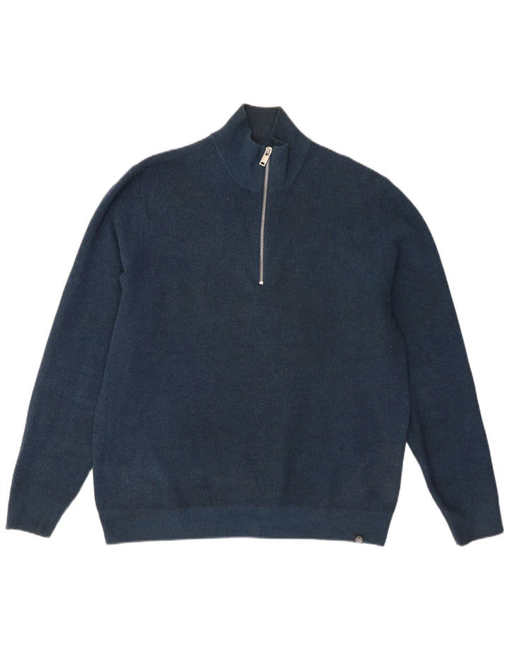 Marks & Spencer Herre sweater med lynlåshals Stor marineblå bomuld