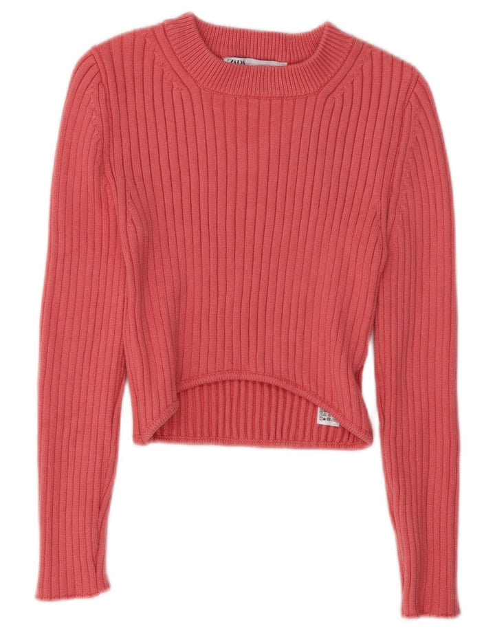 Zara Womens Top Long Sleeve UK 14 Large Pink Viscose