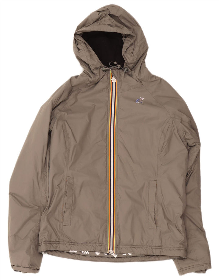 K-Way Womens Hooded Windbreaker Jacket US 8 Medium Grey