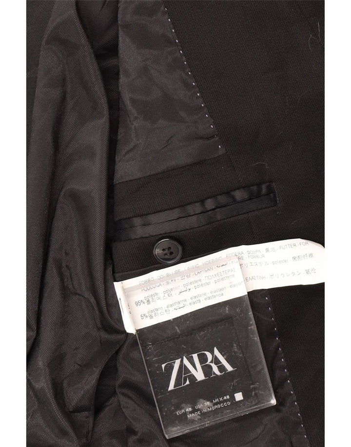 ZARA Blazerjakke til mænd med 1 knap EU 48 Medium Sort Polyester