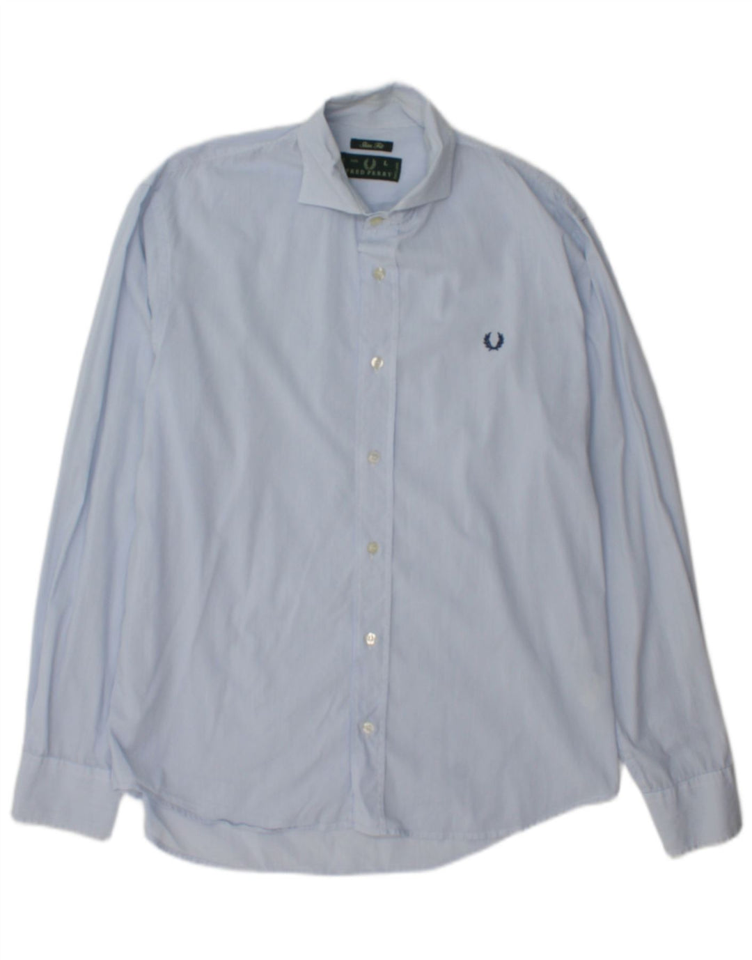 Fred Perry Mens Slim Fit Shirt Large Blue Pinstripe Cotton