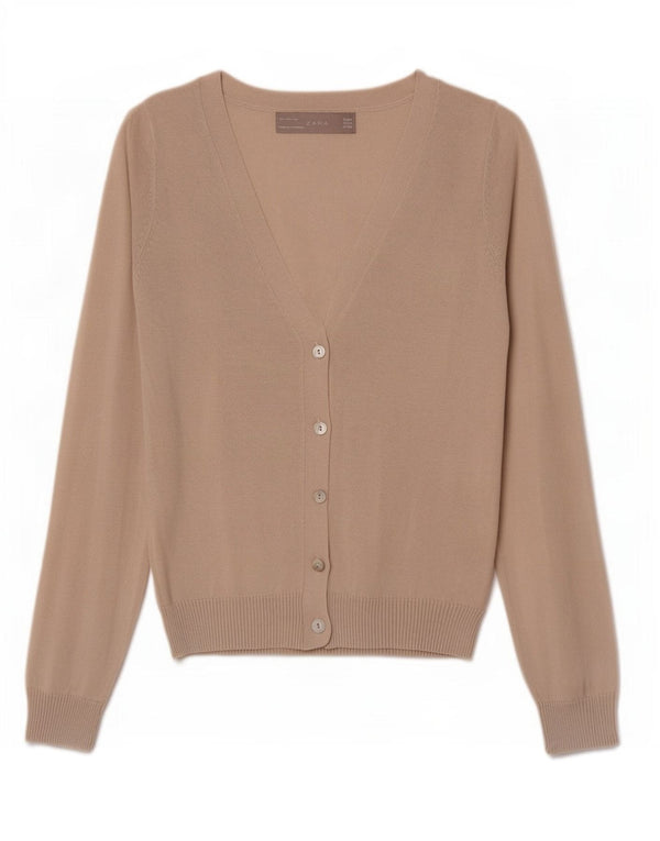 Maglione cardigan da donna Zara UK 12 Cotone beige medio
