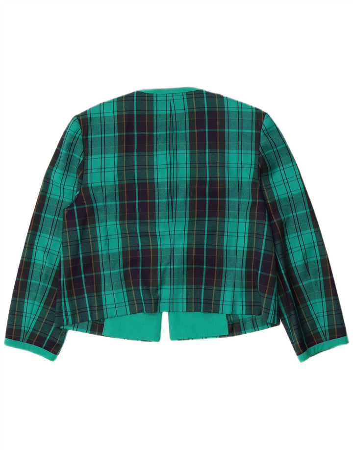 Fink Dame Blazer Jacket UK 18 XL Grøn Ternet Virgin Wool