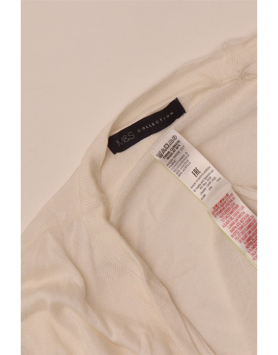 Marks & Spencer Womens Open Cardigan Sweater UK 14 Large White Viscose