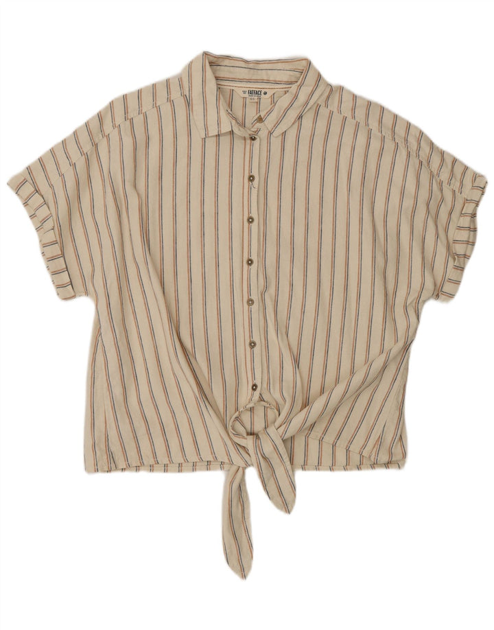 Manica corta da donna Fat Face UK 14 Large Beige Striped