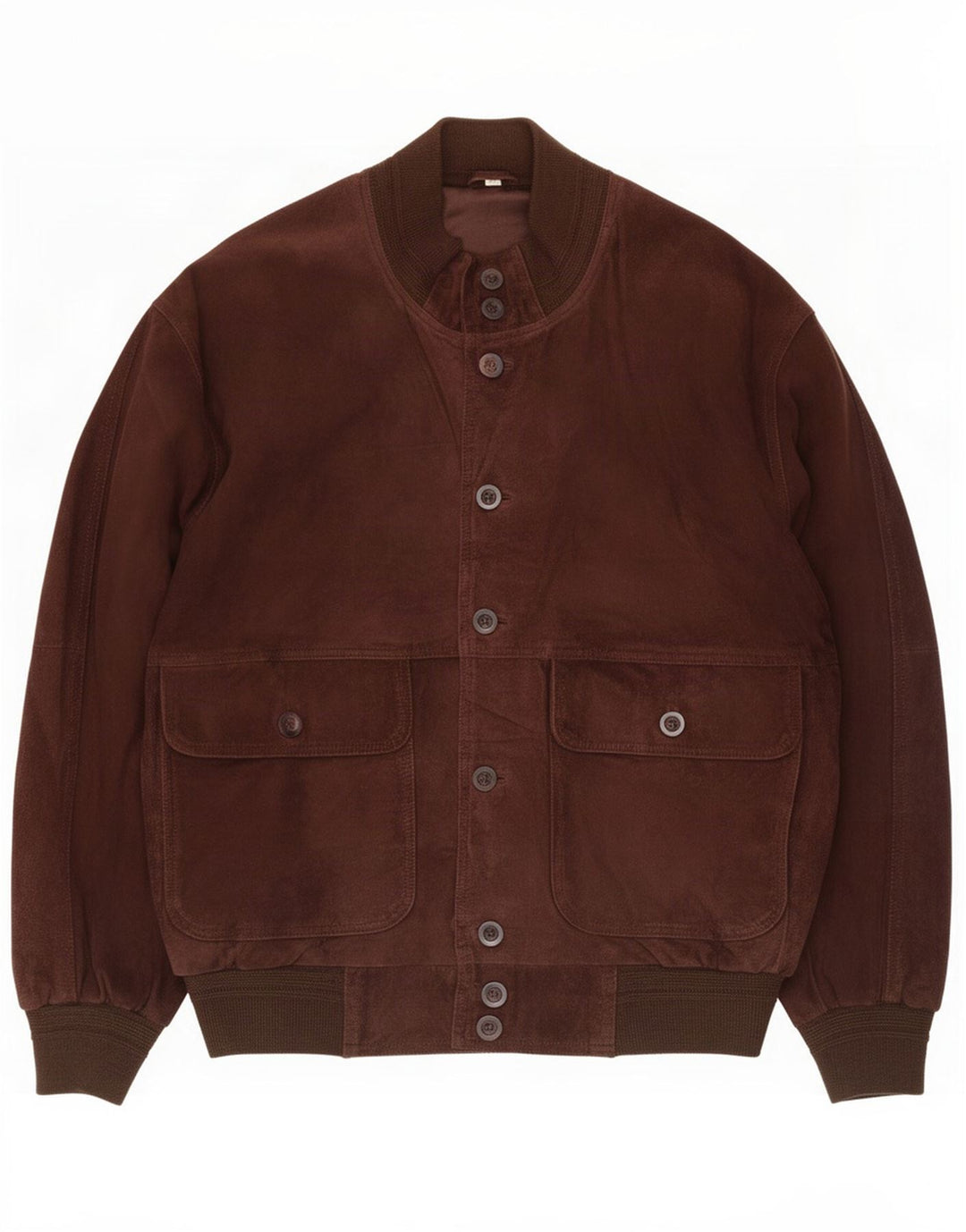 Jaqueta bomber masculina vintage de camurça IT 48 couro marrom médio