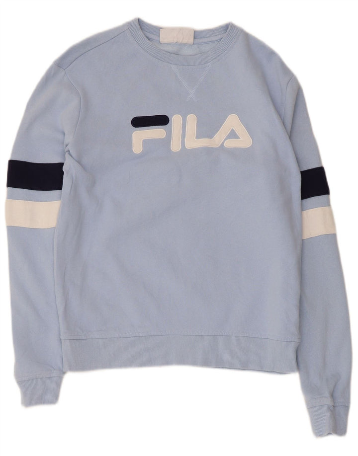 Fila Mens Graphic Sweatshirt Jumper Small Blue Colourblock Cotton
