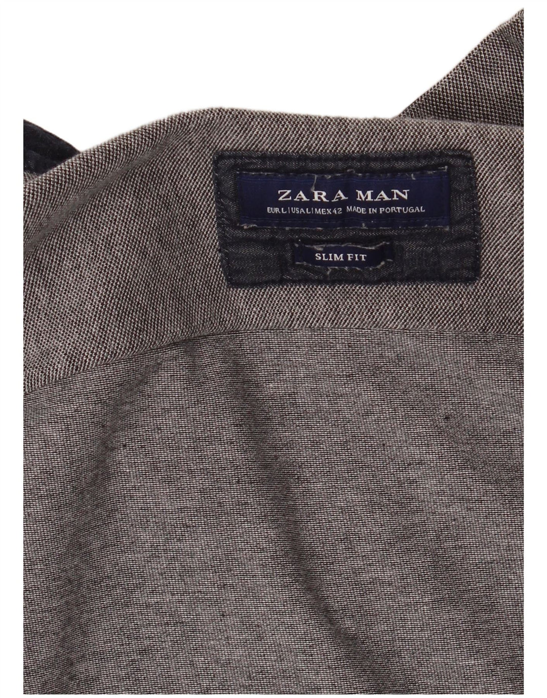 Zara Mens Short Sleeve Slim Fit Shirt Large Grey