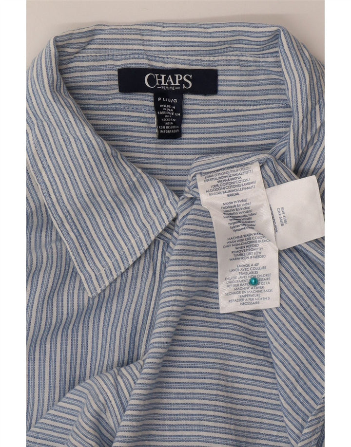 Chaps Womens Petite Shirt UK 16 Large Blue Striped Cotton