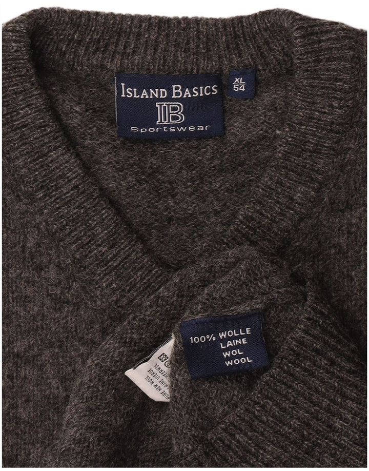 Vintage Mens V-Neck Jumper Sweater IT 54 XL Grey Wool