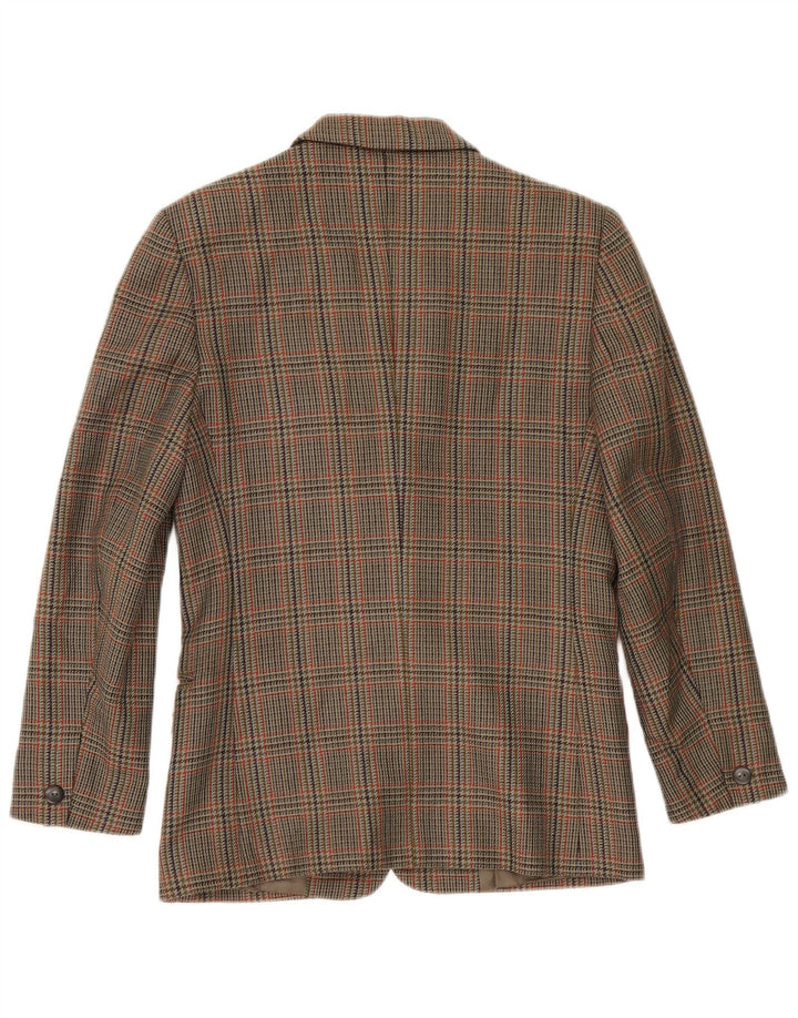 Jaqueta blazer feminina vintage com 2 botões IT 42 lã houndstooth verde médio