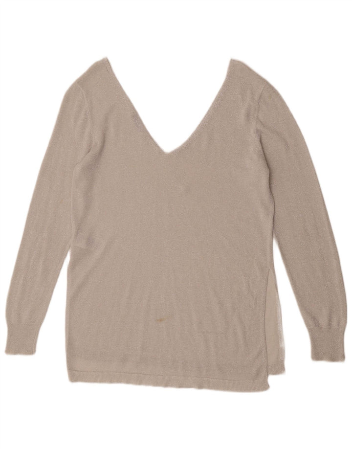 Oasis Womens Top Long Sleeve UK 16 Large Grey Flecked Viscose