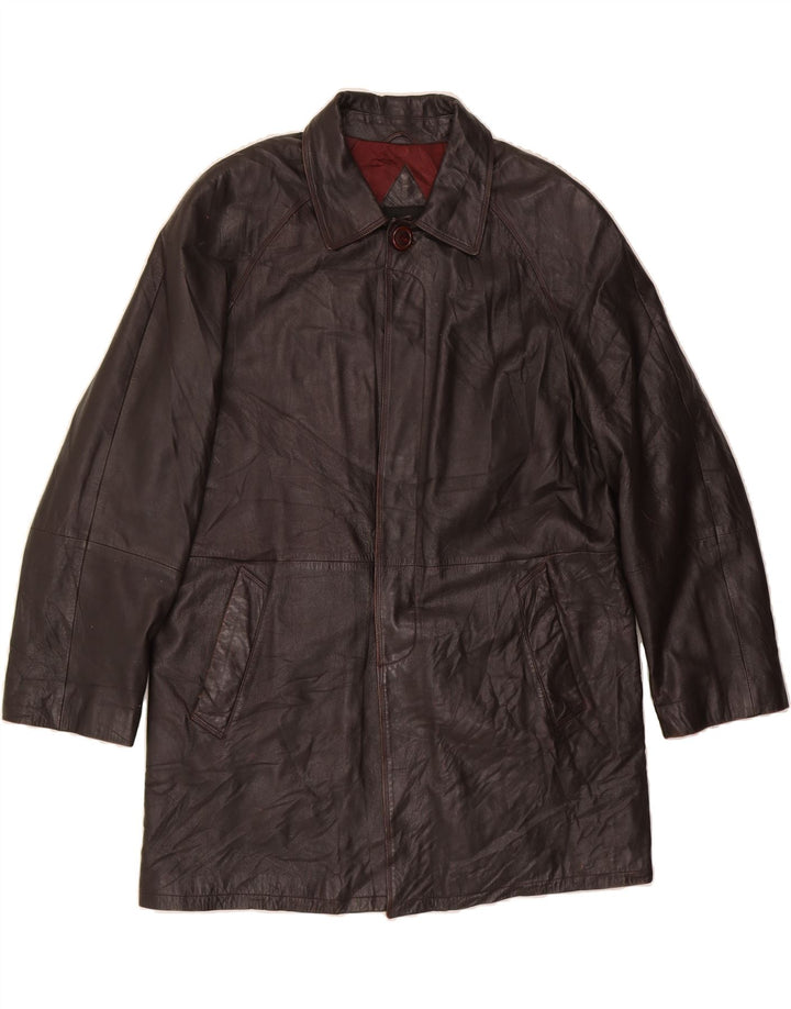 VINTAGE Mens Leather Coat IT 50 Large Brown Leather Vintage Vintage and Second-Hand Vintage from Messina Hembry 