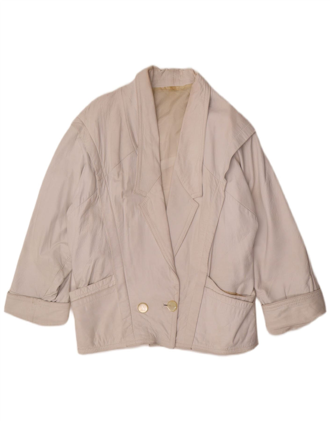 Vintage Womens Oversized Double Breasted Blazer Jacket UK 14 Medium White