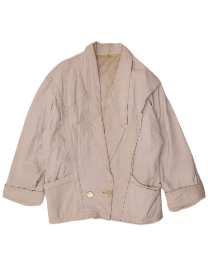 Vintage Womens Oversized Double Breasted Blazer Jacket UK 14 Medium White