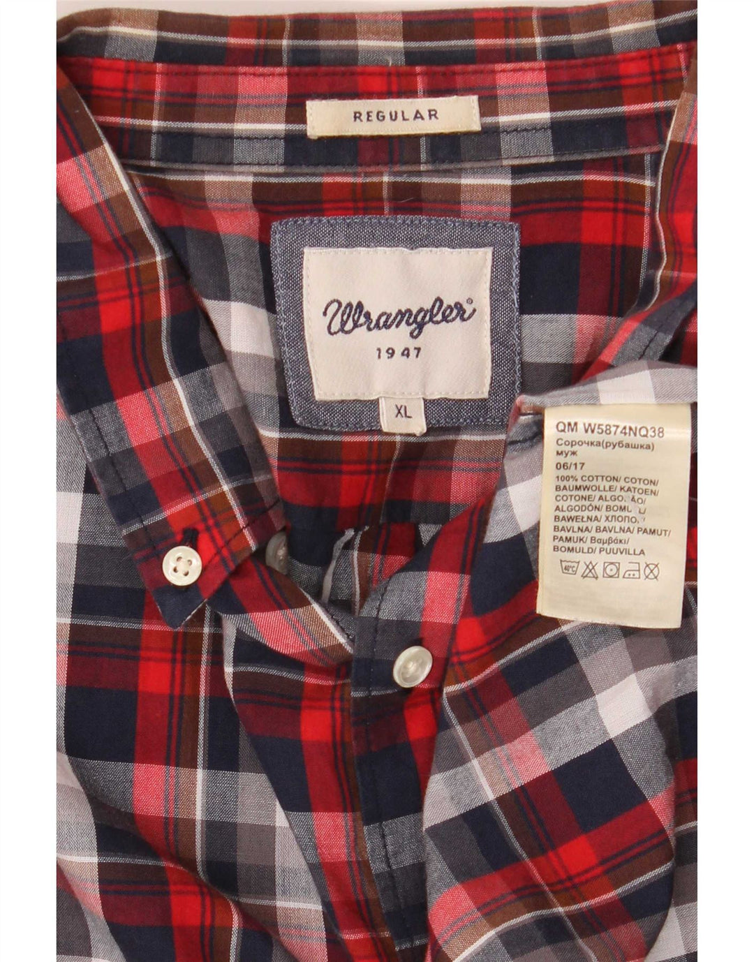 Wrangler Mens Flannel Shirt XL Red Plaid Cotton