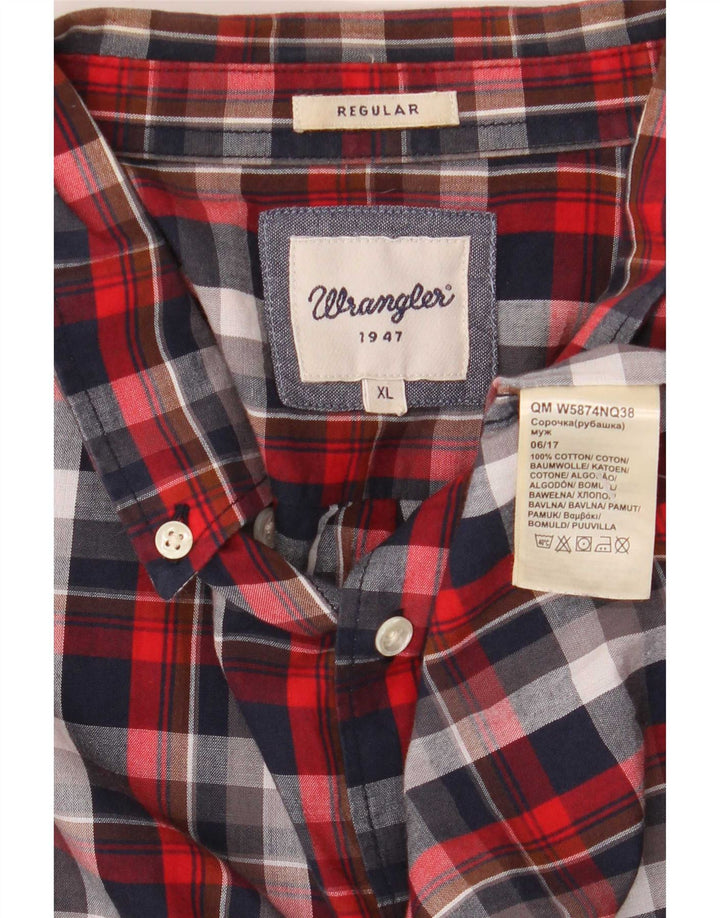 Wrangler Mens Flannel Shirt XL Red Plaid Cotton