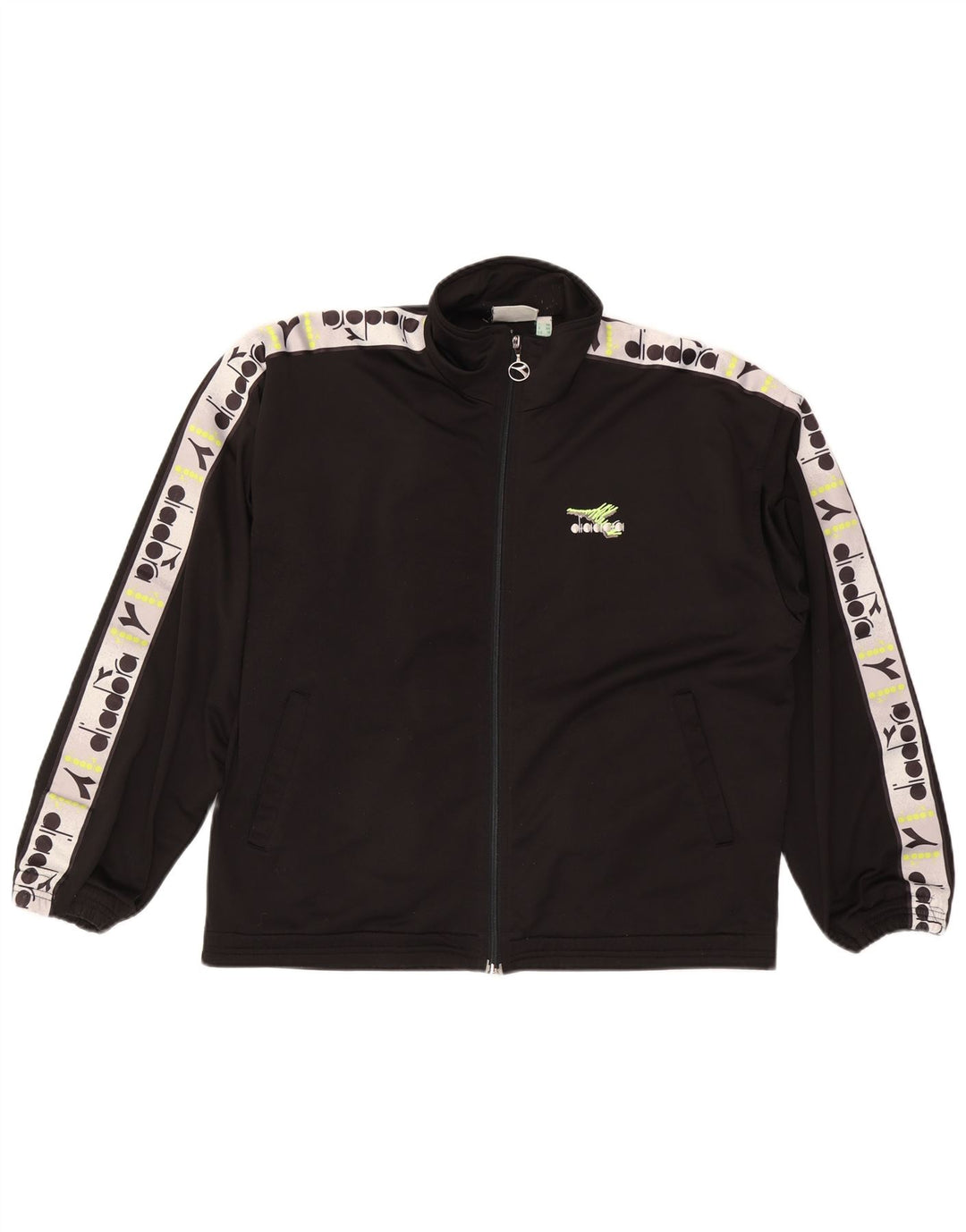 Diadora Herre grafisk træningsdragt Topjakke UK 38 Medium Sort Colourblock