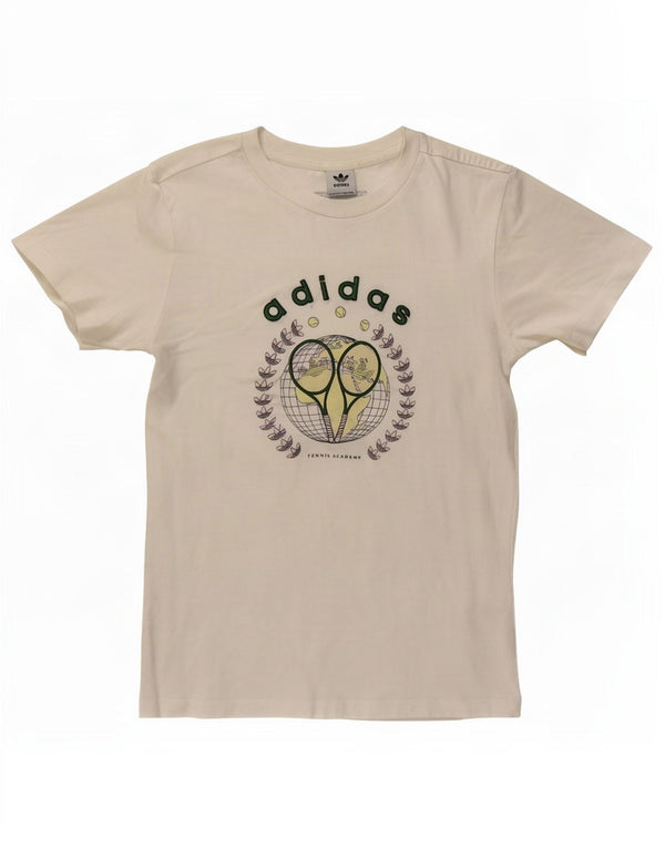 Adidas Womens Graphic T-Shirt Top UK 10 Small White Cotton