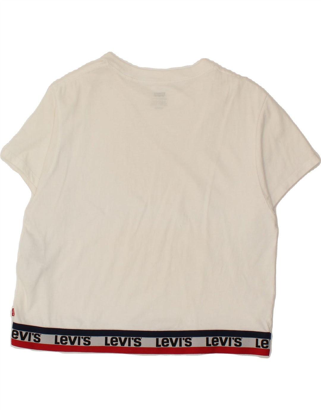 LEVI'S Womens Crop Oversized Graphic T-Shirt Top UK 6 XS White Cotton Vintage Levi's and Second-Hand Levi's from Messina Hembry 