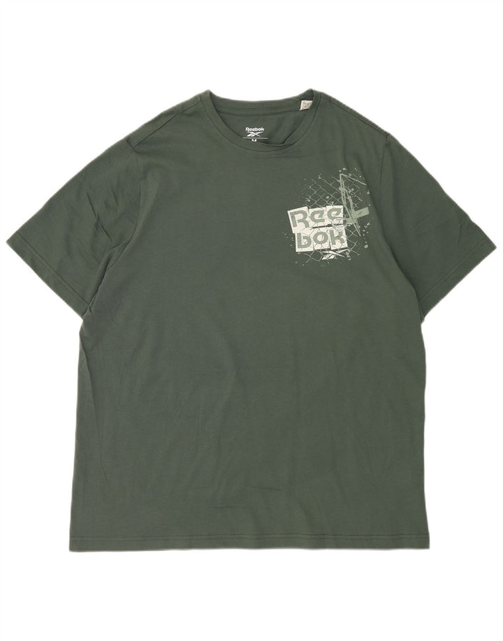 Reebok Herre grafisk T-shirt Top mellemgrøn bomuld