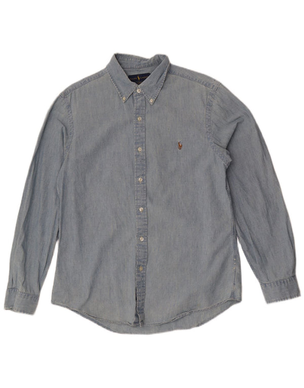 Ralph Lauren Mens Slim Fit Shirt Large Blue Cotton