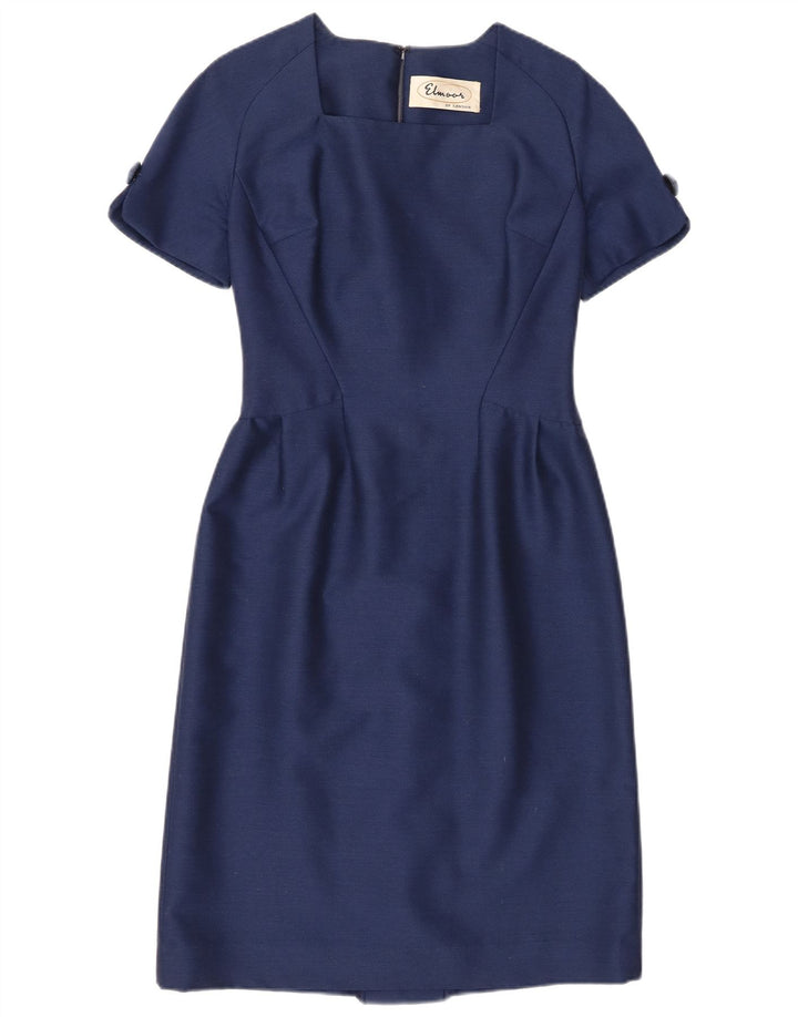 Vintage Womens Sheath Dress UK 10 Small Navy Blue