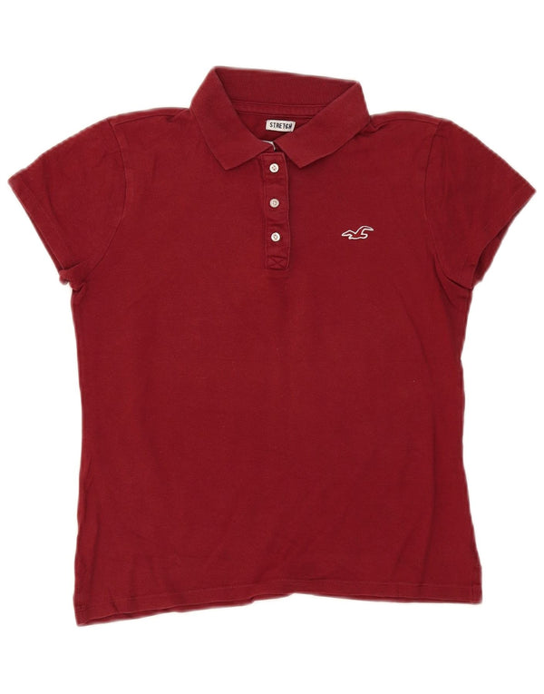 Hollister Dame Polo Shirt UK 10 Small Burgundy