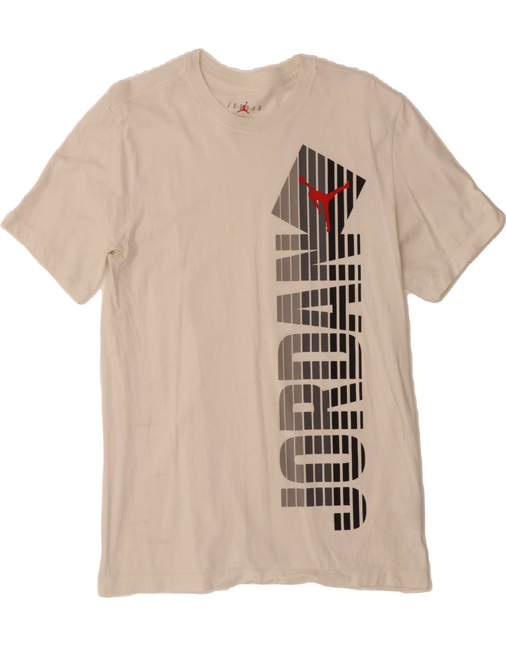 JORDAN Mens Graphic T-Shirt Top Medium Off White Cotton Vintage Jordan and Second-Hand Jordan from Messina Hembry 