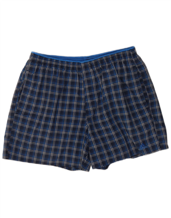 Adidas Herren-Badeshorts, groß, marineblau, kariert, Polyester