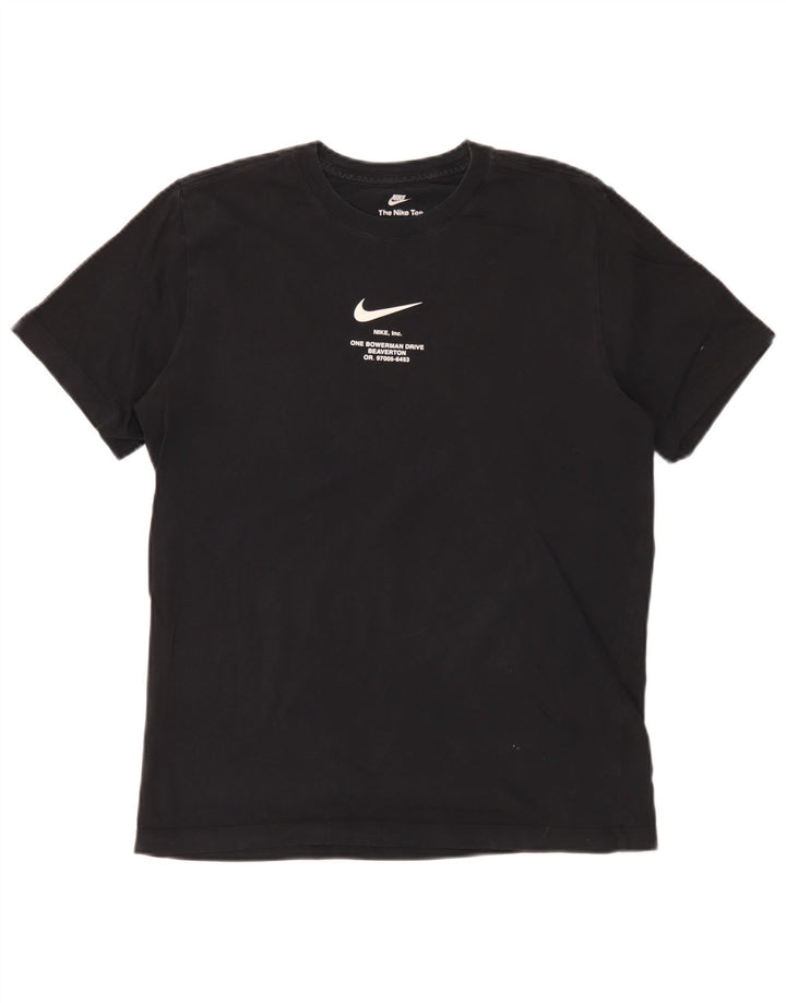 Nike Mens Swoosh Graphic T-Shirt Top Medium Black Cotton
