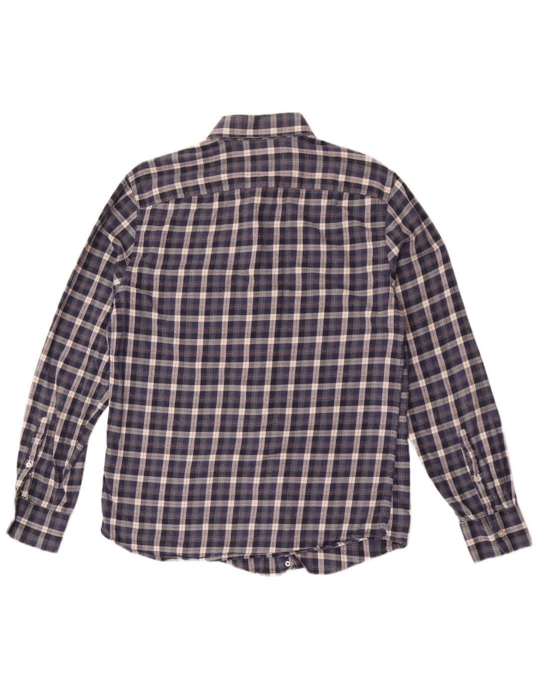 Reiss Mens Regular Fit Flannel Shirt Large Navy Blue Check Cotton