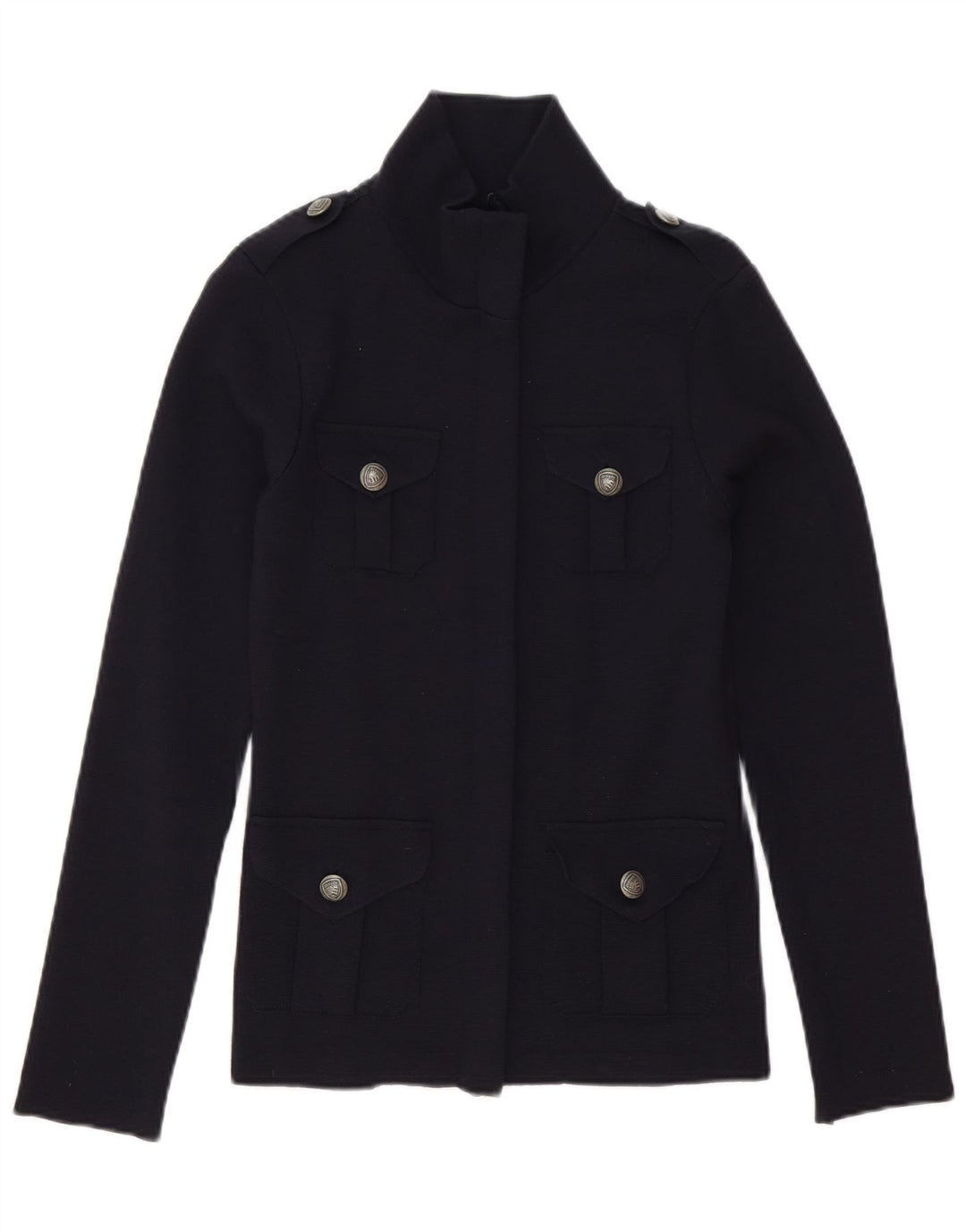 Blauer Dame Cardigan Sweater UK 10 Small Navy Blue Wool