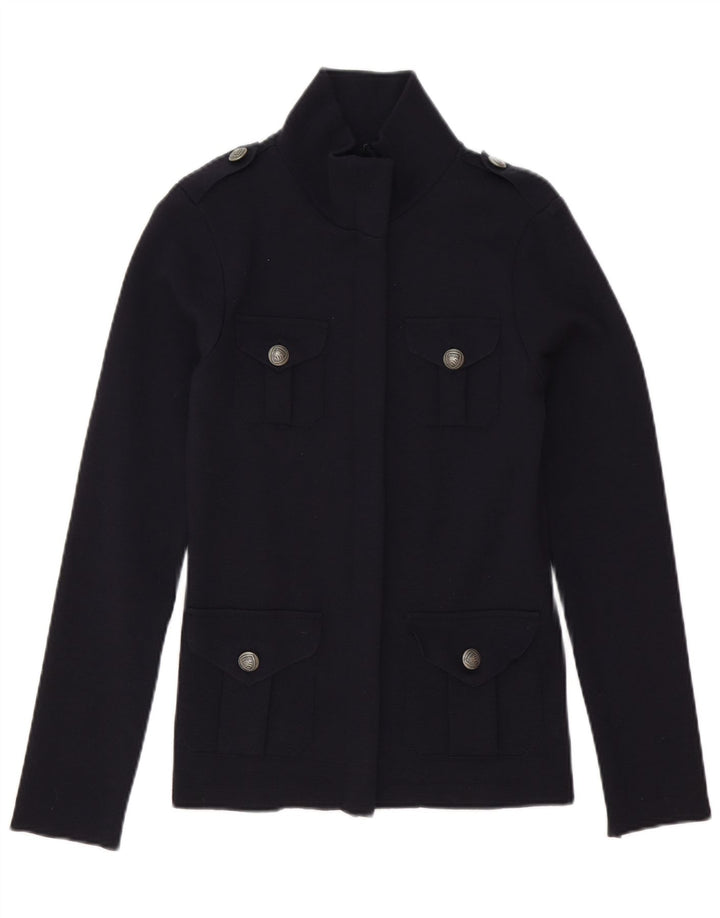 Blauer Dame Cardigan Sweater UK 10 Small Navy Blue Wool