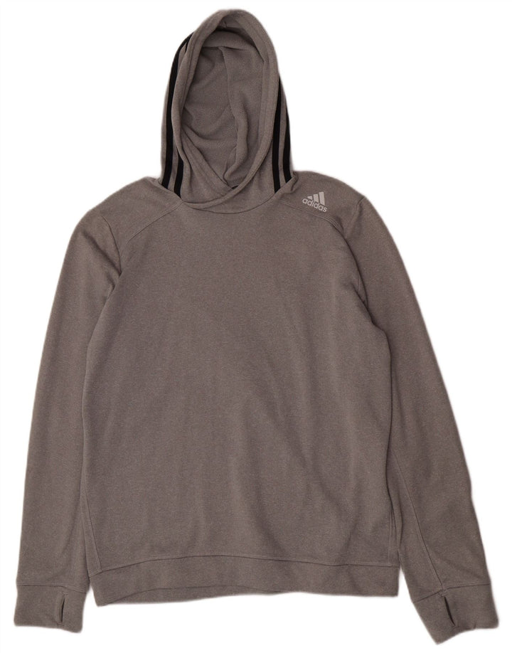 Adidas Herren Kapuzenpullover, groß, grau geflecktes Polyester