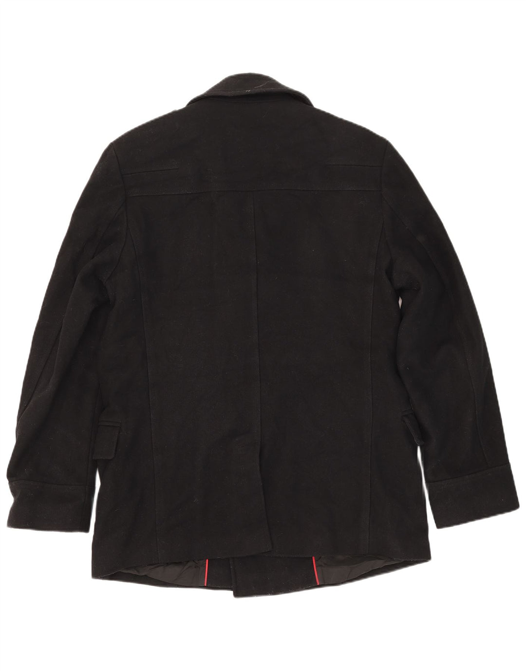 Hugo Boss Mens Pea Coat UK 44 2XL Black Virgin Wool