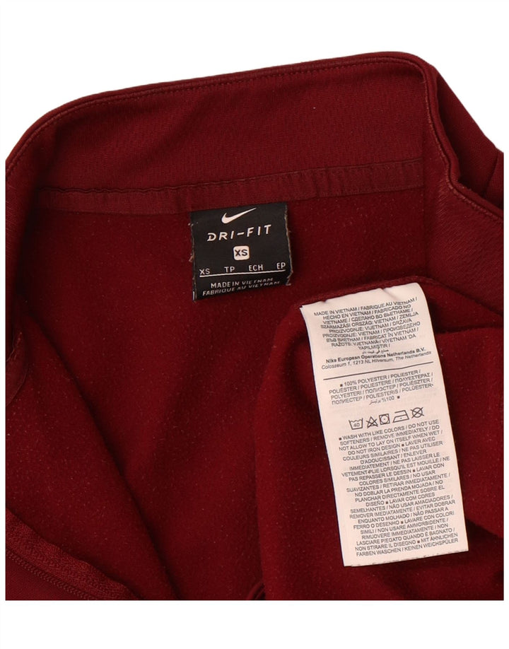 NIKE Mens Dri Fit Graphic Pullover Tracksuit Top XS Burgundy Colourblock
