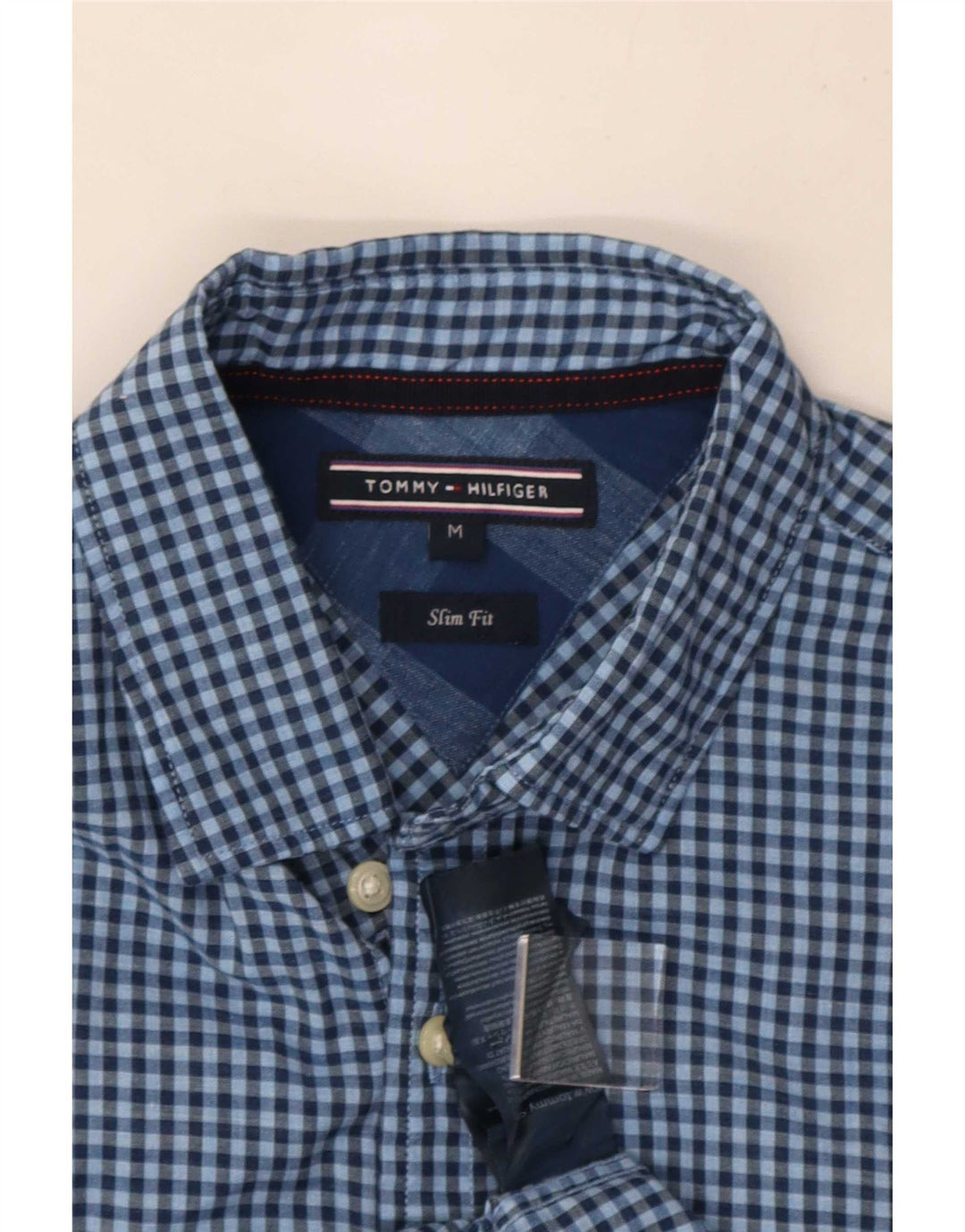 Tommy Hilfiger Herre Slim Fit skjorte Medium Blue Gingham Cotton
